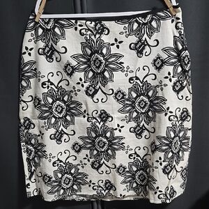 Floral Black and White Skirt